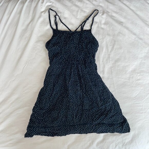 Abercrombie & Fitch Dresses & Skirts - Abercrombie and Fitch Navy Blue Polka Dot Babydoll Mini Dress